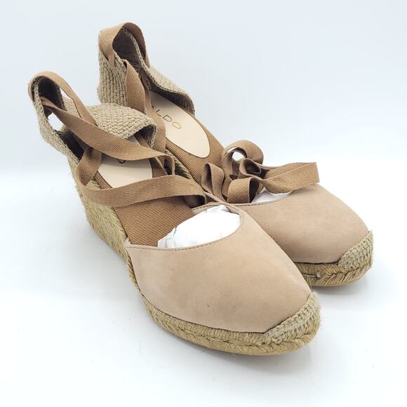 ALDO espadrille wedge tan biege women's size 10 - Picture 2 of 9